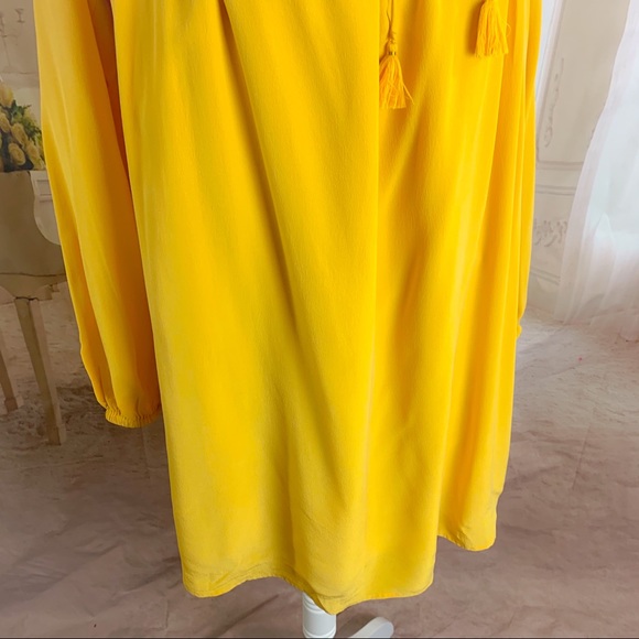 SEZANE Mustard Yellow Silk Tassel Swing Dress - Picture 6 of 12